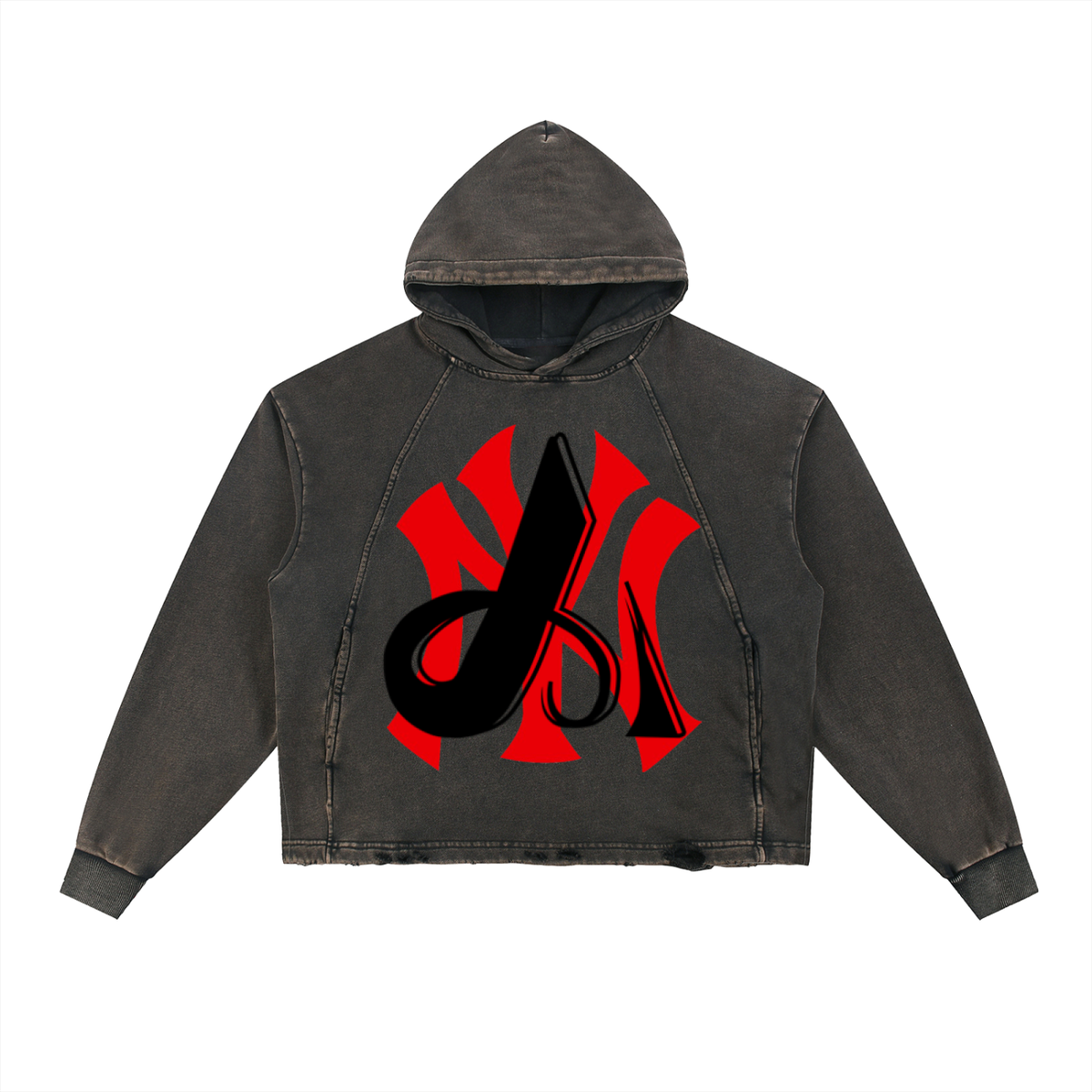 Vintage Washed Frayed-Hem Hoodie