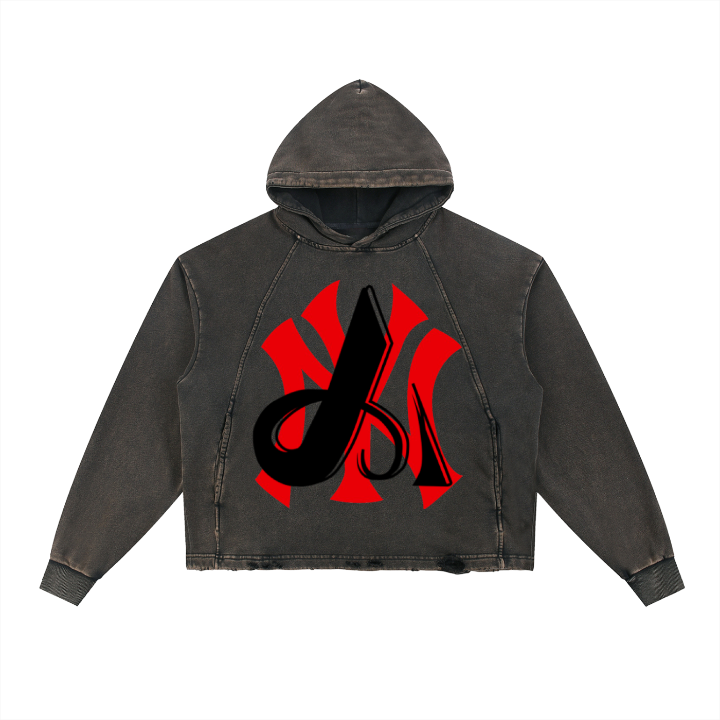 Vintage Washed Frayed-Hem Hoodie