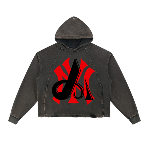 Vintage Washed Frayed-Hem Hoodie